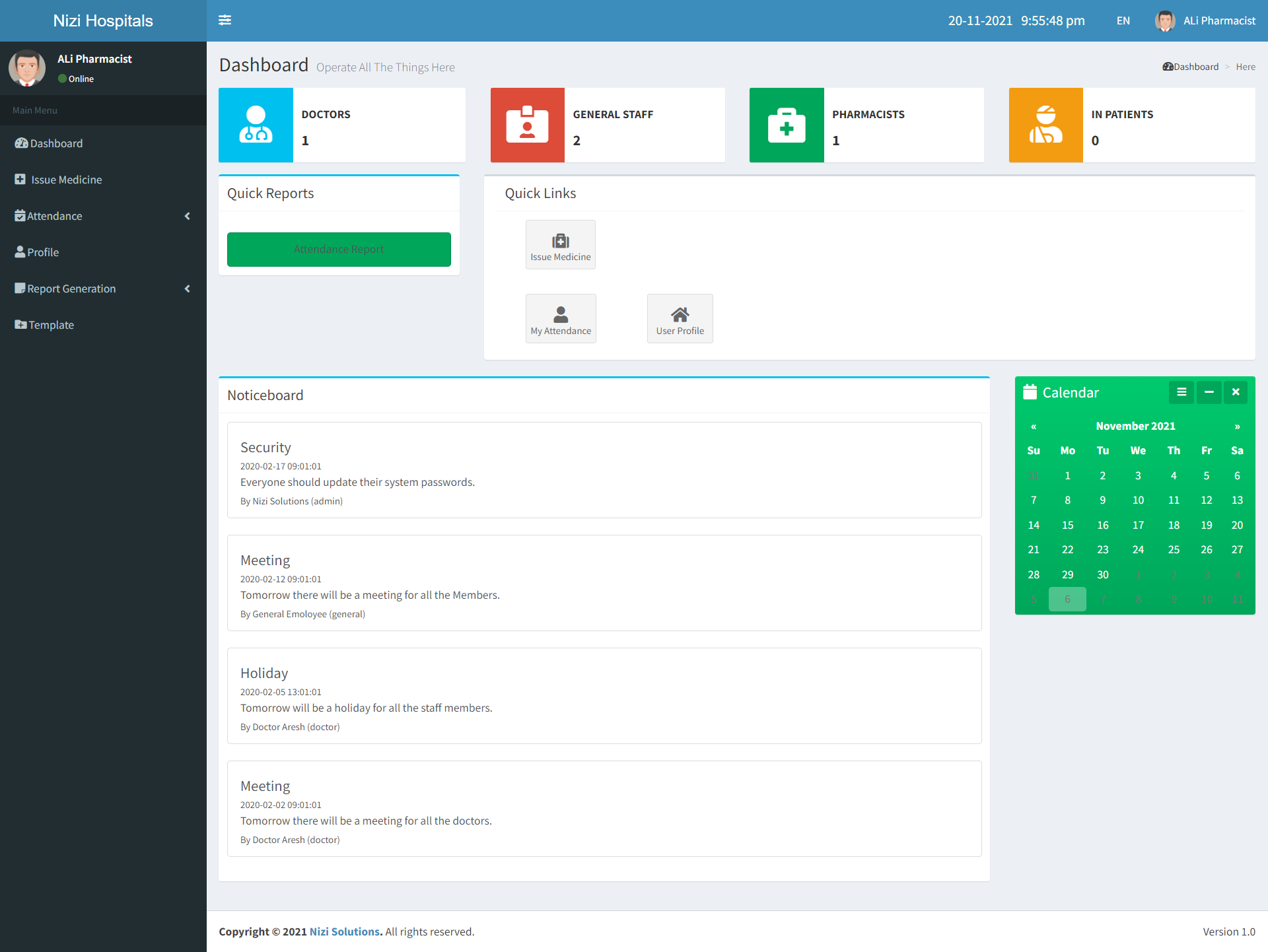 Hospital Management System Pharmacist Dashboard