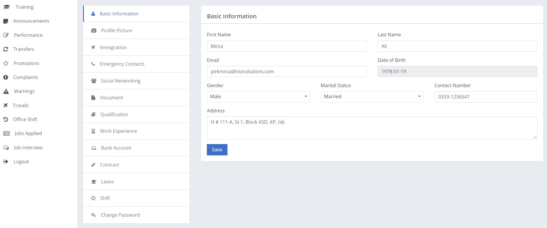 Human Resource Management Software and user profile all features