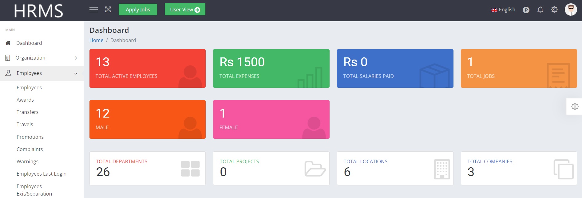 Human Resource Management Software dashboard and payroll software