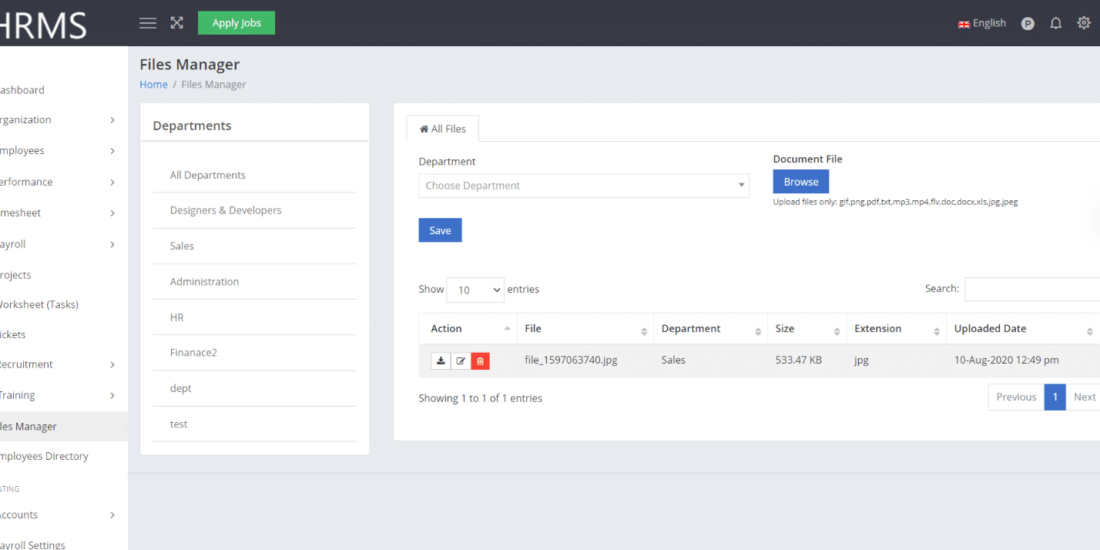 File manager HRMS