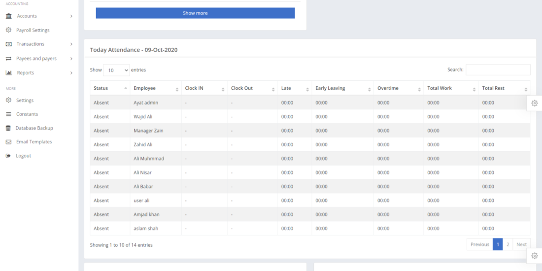 Human Resource Management System Software Dashboard with payroll features